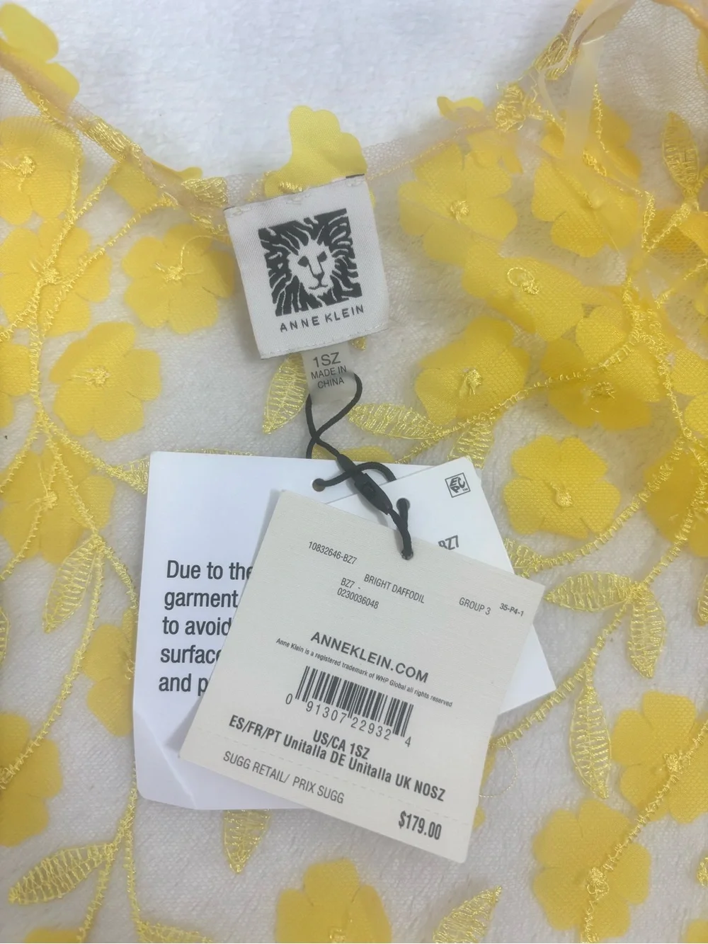 Anne Klein Yellow 3D Floral Sheer Kimono  OS